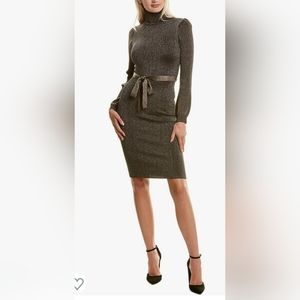 ALI & JAY BLACK/GOLD METALLIC TURTLENECK LONG SLEEVE DRESS Sz XL